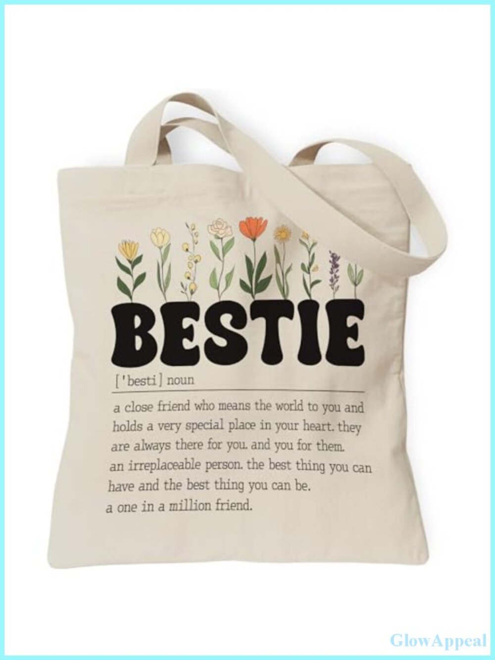 Canvas Tote Bag for Women with Inner Pocket, Bestie Gift, Heavy Duty Reusable